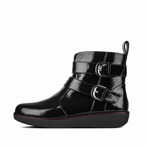 FitFlop Women's LAILA Patent Ankle Boots - Black (ADBKX-8459)